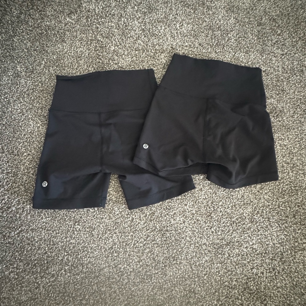 Black Lululemon Wunder Train Shorts set (6” and 4”)